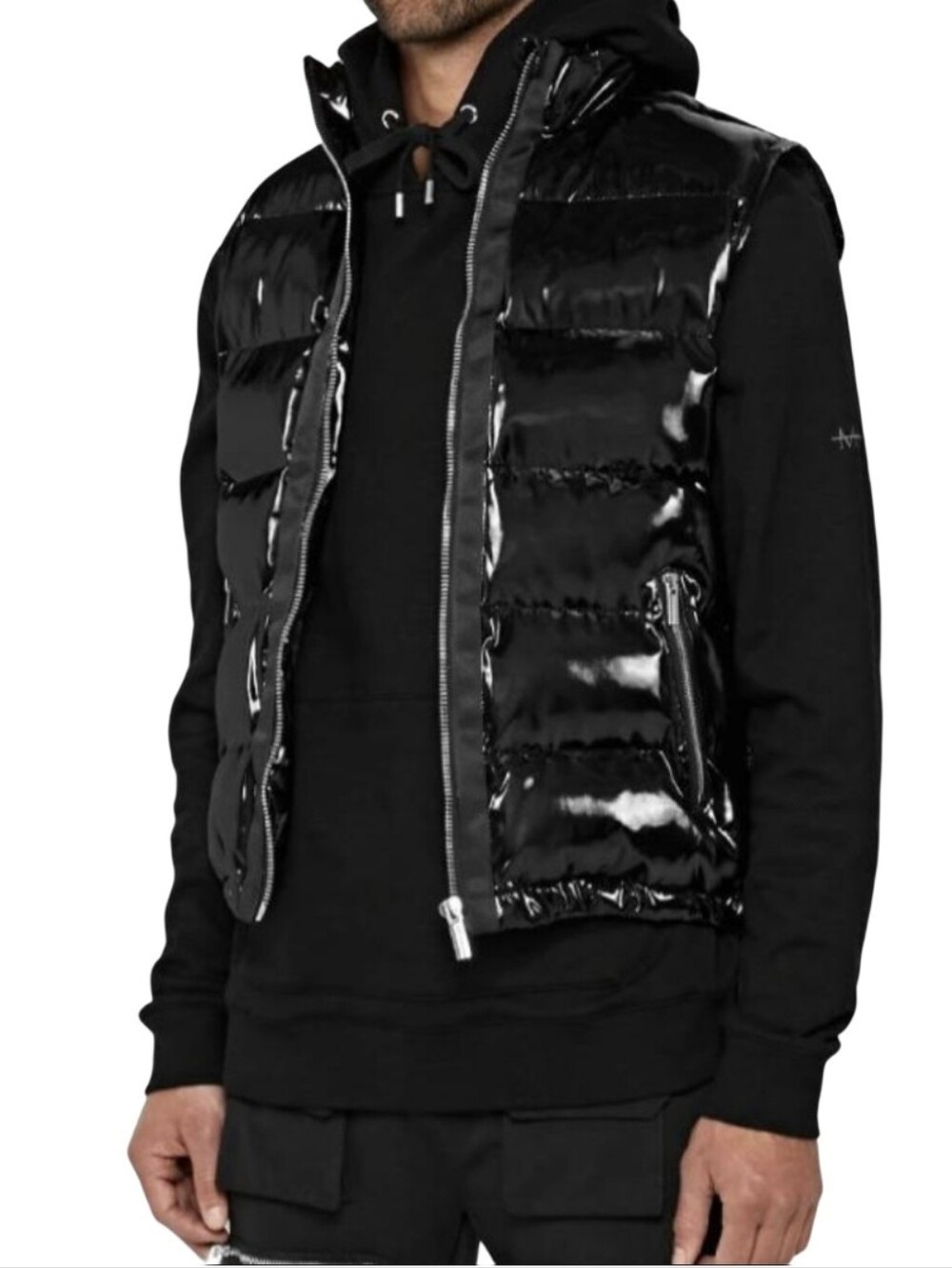 Maniere De Voir Black Gloss Puffer Vest M